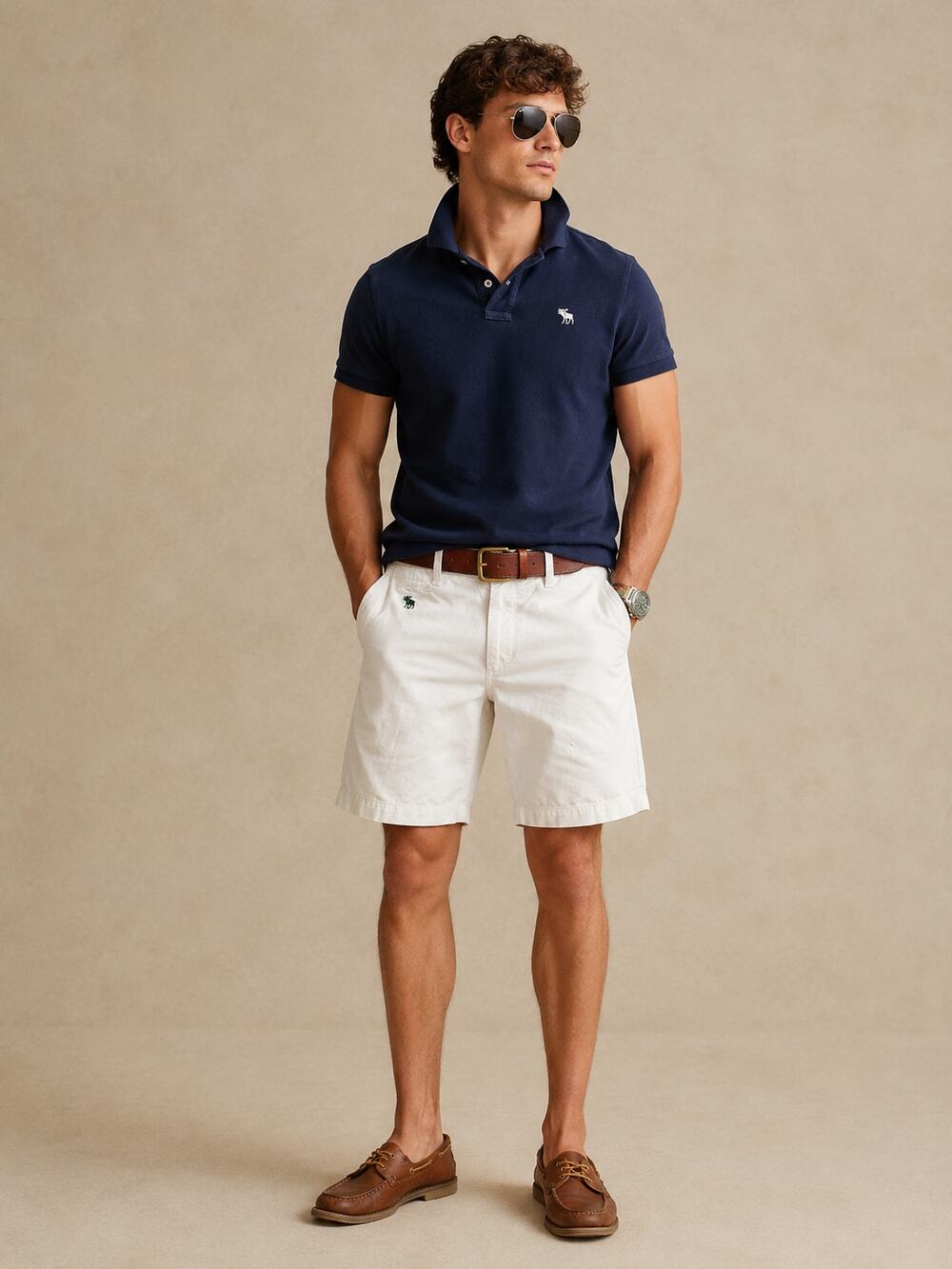 Vintage Abercrombie Chino Shorts White Y2K Preppy Size 30 Moose Logo